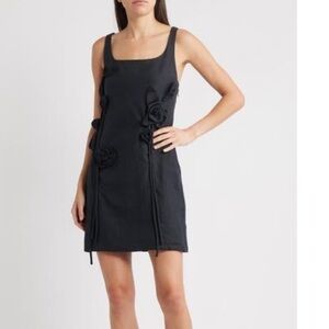 FARM Rio Black Rosette Mini Dress